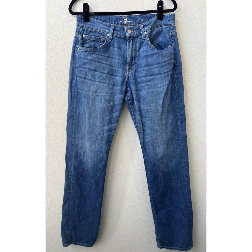 7 For All Mankind Men’s “The Straight” Sz 31 Medium Wash Stretch Denim Jeans
